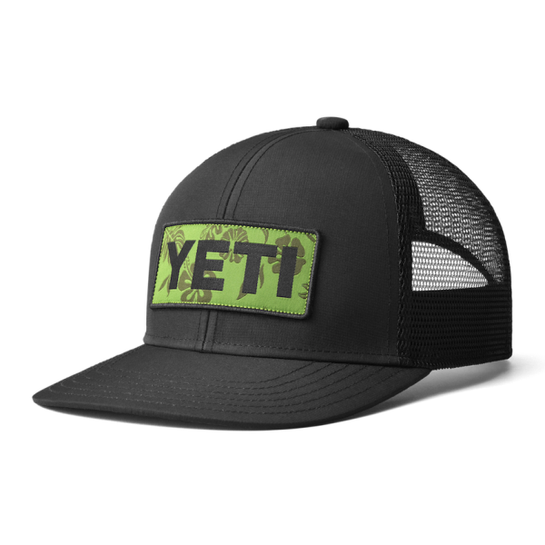 Black Yeti Floral Logo Badge Trucker Hat Hats | AESJU-1740