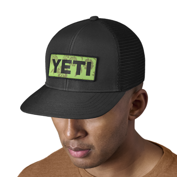 Black Yeti Floral Logo Badge Trucker Hat Hats | AESJU-1740