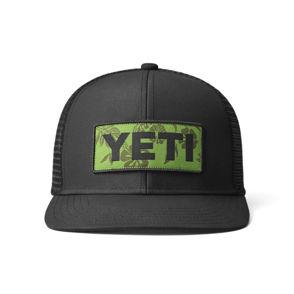 Black Yeti Floral Logo Badge Trucker Hat Hats | AESJU-1740