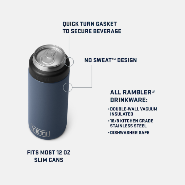 Black Yeti Rambler 12 oz Colster Slim Can Cooler Beer & Barware | QGZPN-0398