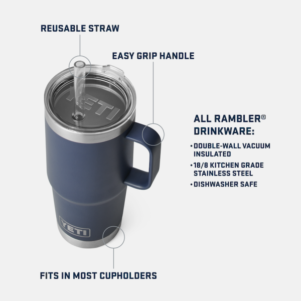 Black Yeti Rambler 25 oz Mug Straw Drinkware | TRVIE-6803