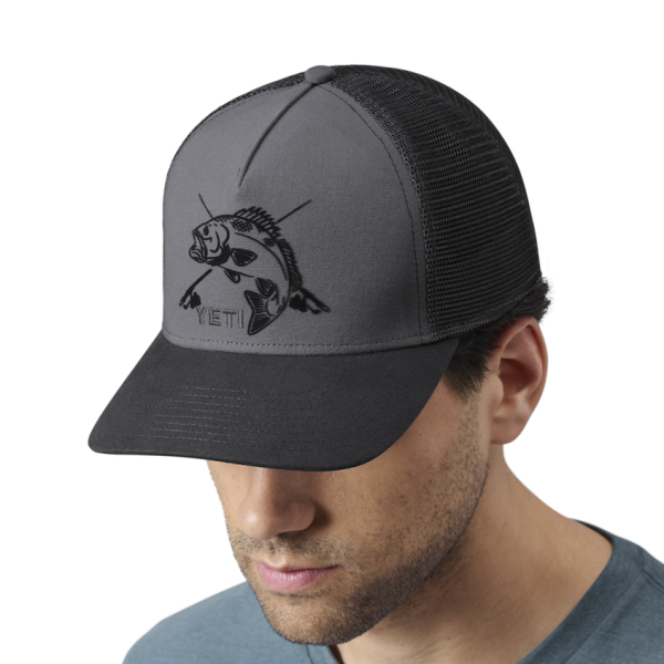 Dark Gray/Black Yeti Fishing Bass Trucker Hat Hats | RCLQJ-3901