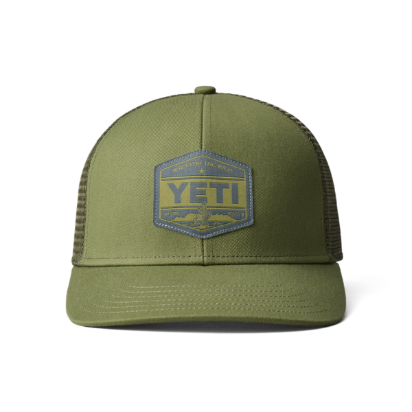 Dark Moss Yeti Built For The Wild Trucker Hat Hats | GZPUR-3052