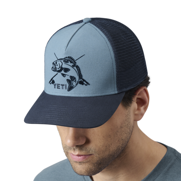 Deep Blue/Navy Yeti Fishing Bass Trucker Hat Hats | VOHAY-8507