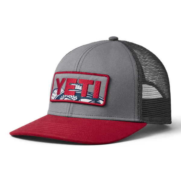 Gray/Rust Yeti Bass Badge Trucker Hat Hats | DJKWS-1980