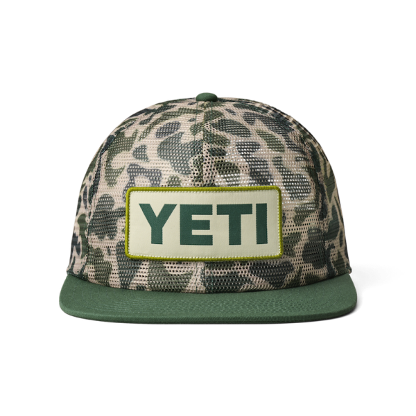 Green Camo Yeti Mesh Camo Flat Brim Hat Hats | GOQUN-6013