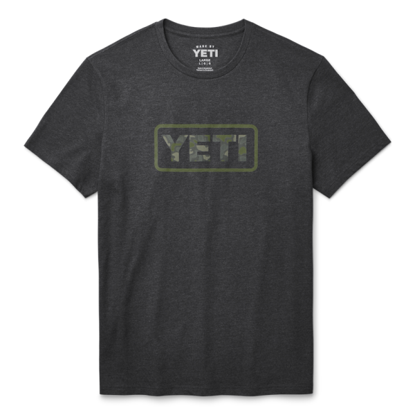 Heather Charcoal Yeti Camo Logo Badge Short Sleeve T-Shirt Short Sleeve T-Shirt | GNIHQ-8065