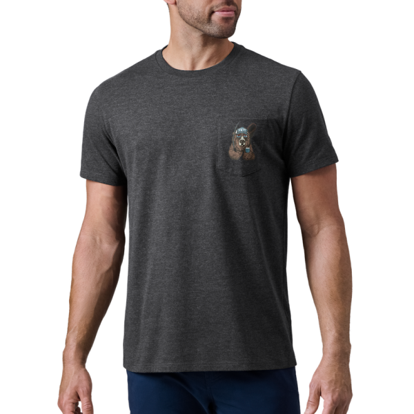 Heather Charcoal Yeti Cool Bear Pocket Short Sleeve T-Shirt Short Sleeve T-Shirt | IONKD-9037