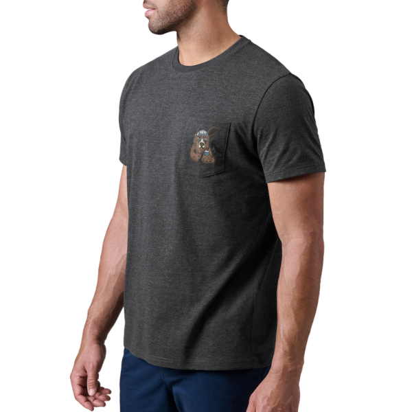 Heather Charcoal Yeti Cool Bear Pocket Short Sleeve T-Shirt Short Sleeve T-Shirt | IONKD-9037