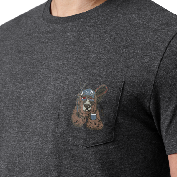 Heather Charcoal Yeti Cool Bear Pocket Short Sleeve T-Shirt Short Sleeve T-Shirt | IONKD-9037