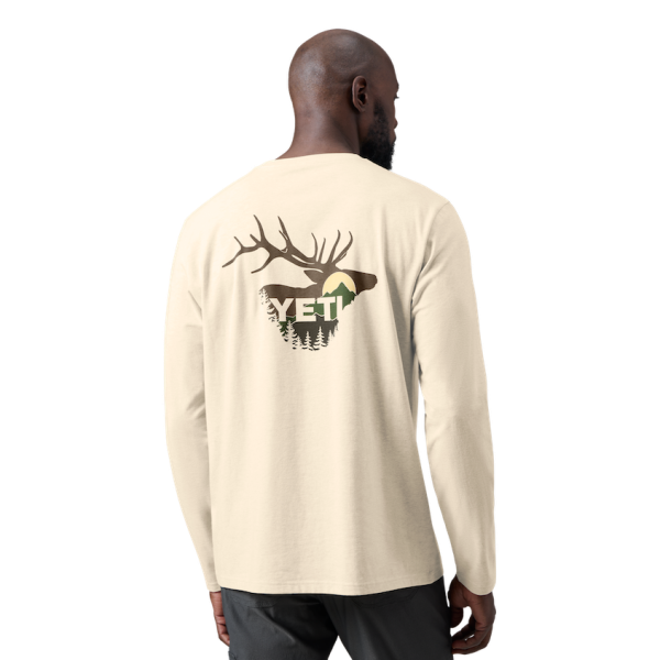 Heather Cream Yeti Sunrise Elk Long Sleeve T-Shirt Long Sleeve T-Shirt | EBGFQ-6941