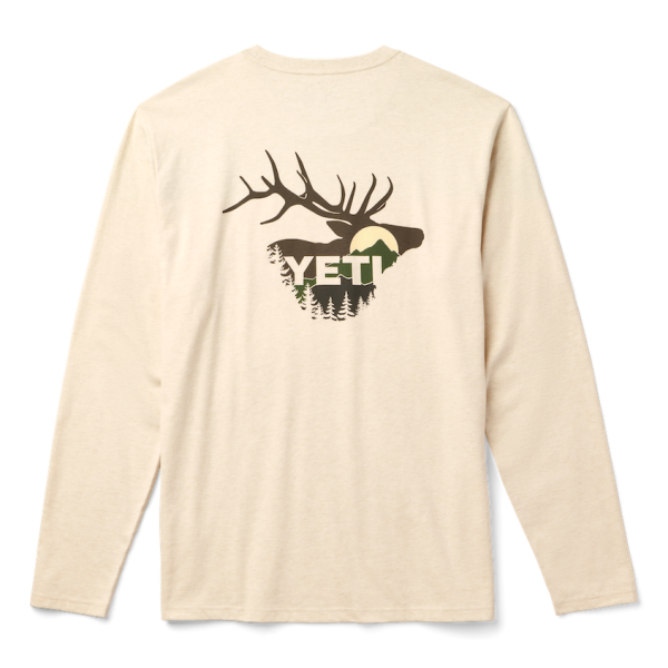 Heather Cream Yeti Sunrise Elk Long Sleeve T-Shirt Long Sleeve T-Shirt | EBGFQ-6941