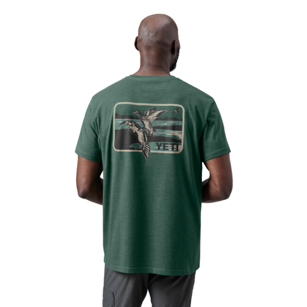 Heather Deep Green Yeti Duck Scene Short Sleeve T-Shirt Short Sleeve T-Shirt | PLVAU-2476