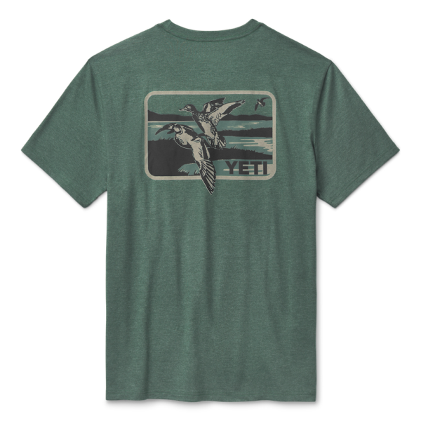 Heather Deep Green Yeti Duck Scene Short Sleeve T-Shirt Short Sleeve T-Shirt | PLVAU-2476