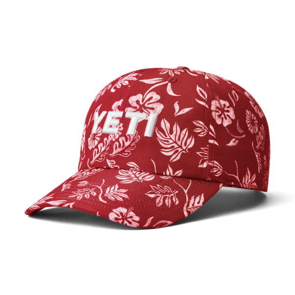 Heather Fire Red Yeti Floral Print Baseball Cap Hats | SEHYO-6251