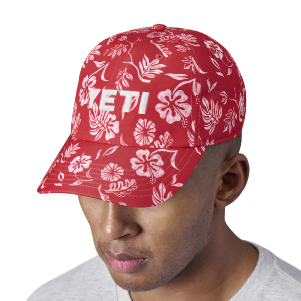 Heather Fire Red Yeti Floral Print Baseball Cap Hats | SEHYO-6251