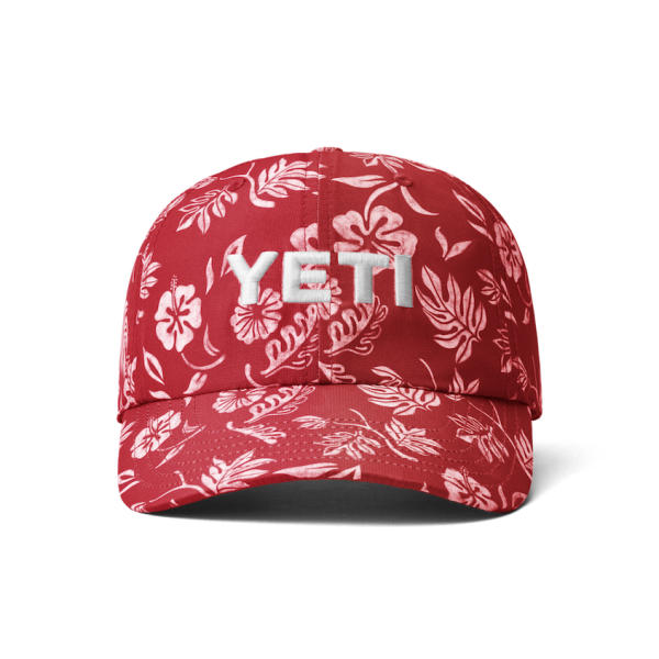 Heather Fire Red Yeti Floral Print Baseball Cap Hats | SEHYO-6251