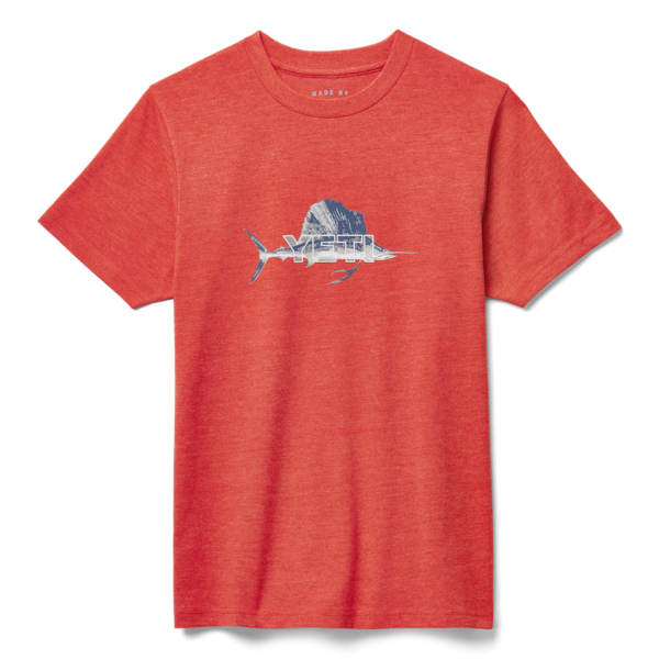 Heather Fire Red Yeti Kids\' Sailfish Short Sleeve Tee Short Sleeve Tee | JVTSF-5903