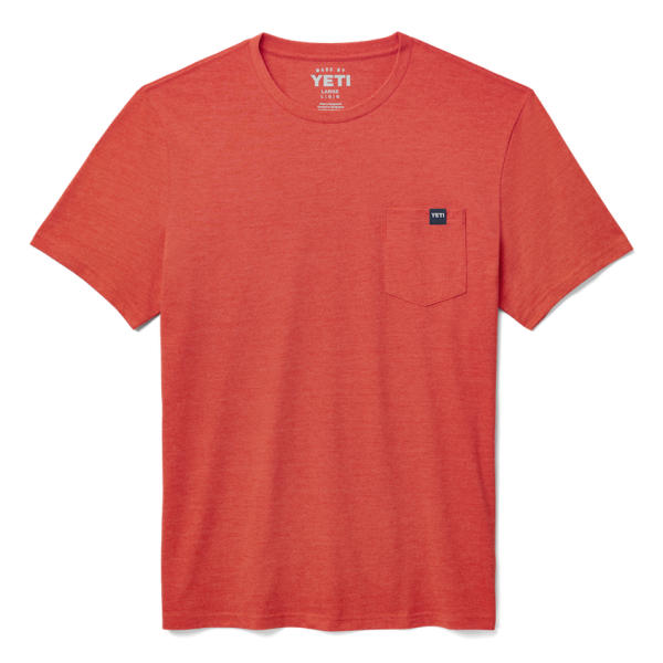 Heather Fire Red Yeti No Sleep Till Brisket Pocket Short Sleeve Tee Short Sleeve T-Shirt | JDPQX-3758