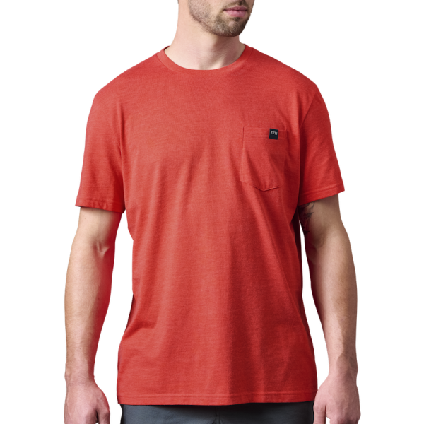 Heather Fire Red Yeti No Sleep Till Brisket Pocket Short Sleeve Tee Short Sleeve T-Shirt | JDPQX-3758