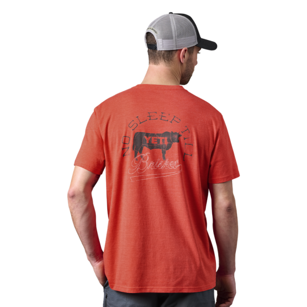 Heather Fire Red Yeti No Sleep Till Brisket Pocket Short Sleeve Tee Short Sleeve T-Shirt | JDPQX-3758