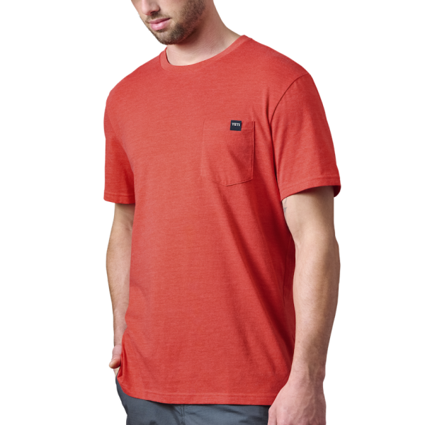 Heather Fire Red Yeti No Sleep Till Brisket Pocket Short Sleeve Tee Short Sleeve T-Shirt | JDPQX-3758