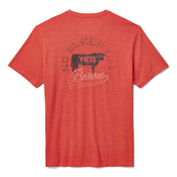 Heather Fire Red Yeti No Sleep Till Brisket Pocket Short Sleeve Tee Short Sleeve T-Shirt | JDPQX-3758