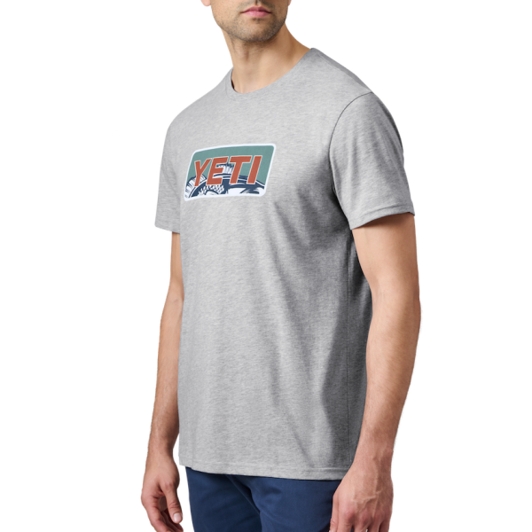 Heather Gray Yeti Bass Badge Short Sleeve T-Shirt Short Sleeve T-Shirt | LKAQM-5397