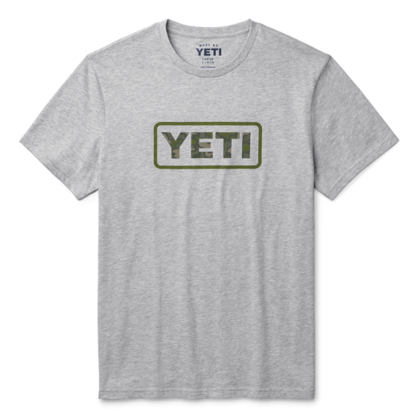 Heather Gray Yeti Camo Logo Badge Short Sleeve T-Shirt Short Sleeve T-Shirt | PUXDV-5463