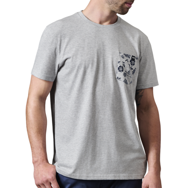 Heather Gray Yeti Floral Print Pocket Short Sleeve Tee Short Sleeve T-Shirt | BKWMP-7832