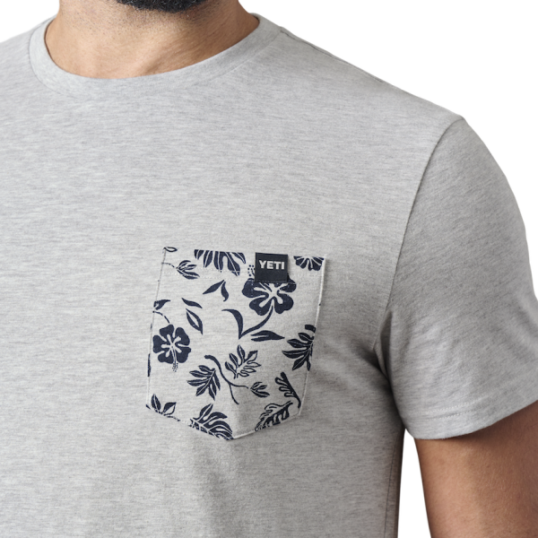 Heather Gray Yeti Floral Print Pocket Short Sleeve Tee Short Sleeve T-Shirt | BKWMP-7832