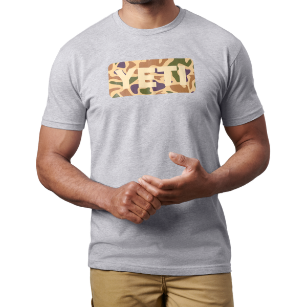 Heather Gray Yeti Logo Badge Duck Camo Short Sleeve T-Shirt Short Sleeve T-Shirt | ZXAOL-6137