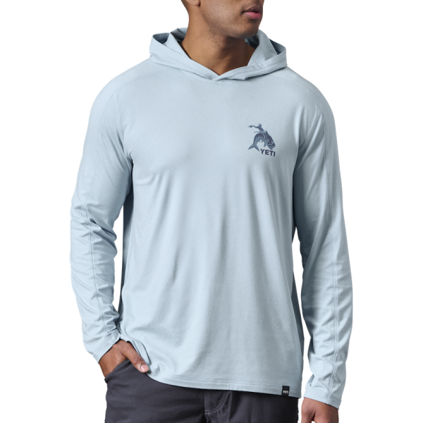 Heather Light Blue Yeti Tarpon Cowboy Long Sleeve Pullover Long Sleeve Pullover | YHTSR-7026