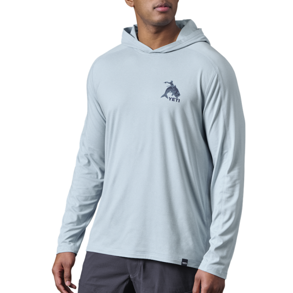 Heather Light Blue Yeti Tarpon Cowboy Long Sleeve Pullover Long Sleeve Pullover | YHTSR-7026