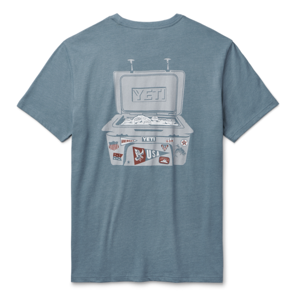 Heather Navy Yeti Stickers And Brews Short Sleeve T-Shirt Short Sleeve T-Shirt | QWDMJ-4973