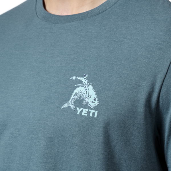 Heather Navy Yeti Tarpon Cowboy Short Sleeve T-Shirt Short Sleeve T-Shirt | HVROC-3742