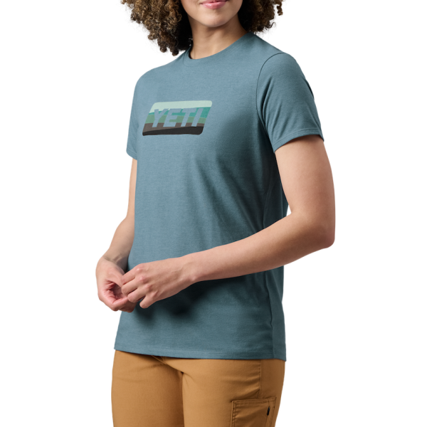 Heather Navy Yeti Women's Sunrise Badge Short Sleeve T-Shirt Short Sleeve T-Shirt | PQANY-9107