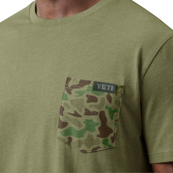 Heather Olive Yeti Camo Pocket Short Sleeve T-Shirt Short Sleeve T-Shirt | XUKQG-8374