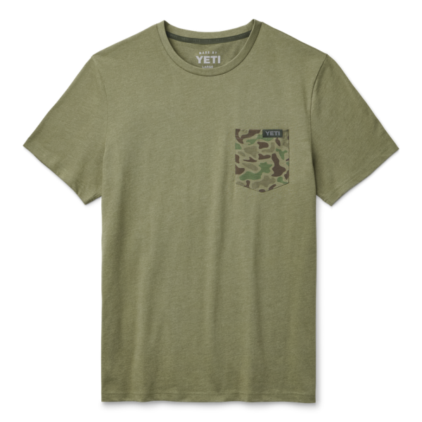 Heather Olive Yeti Camo Pocket Short Sleeve T-Shirt Short Sleeve T-Shirt | XUKQG-8374