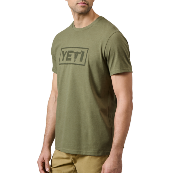 Heather Olive Yeti Steer Badge Short Sleeve T-Shirt Short Sleeve T-Shirt | JKSVP-8913