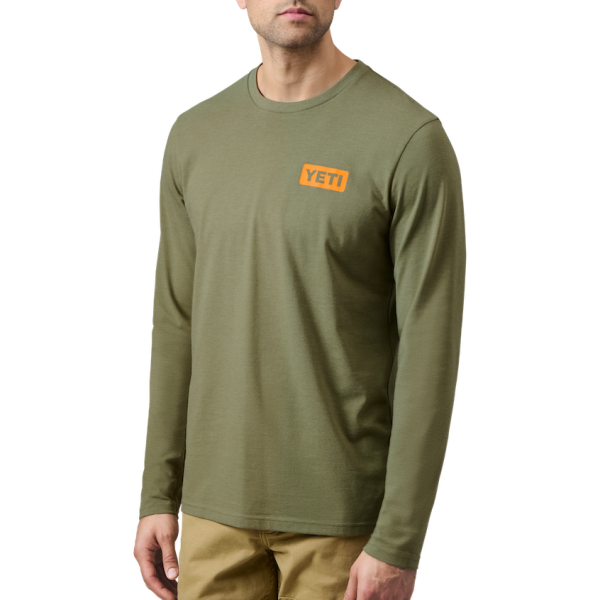 Heather Olive Yeti Sunrise Elk Long Sleeve T-Shirt Long Sleeve T-Shirt | PTLKC-3960