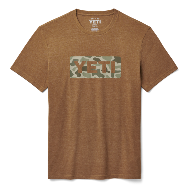 Heather Tobacco/Camo Yeti Camo Logo Badge Short Sleeve Tee Short Sleeve T-Shirt | HFQVN-1583