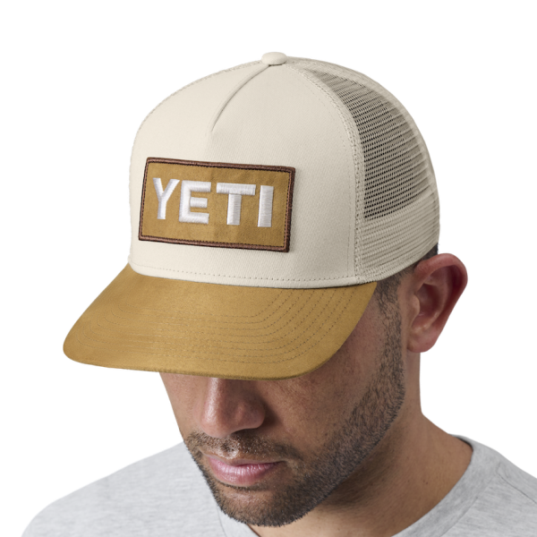 Khaki/Tan Yeti Logo FX Suede Brim Trucker Hat Hats | TUVYQ-9527