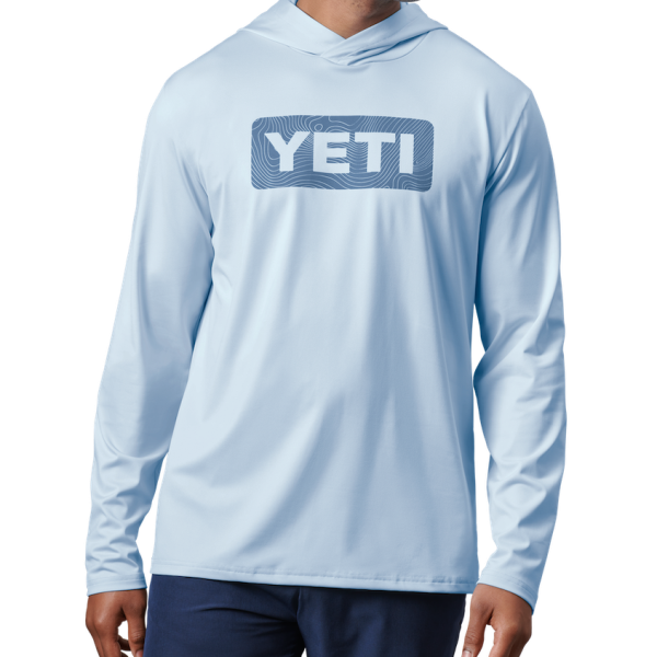 Light Blue Yeti Wave Logo Badge Hooded Long Sleeve Sunshirt Sunshirts | NDXAF-9243