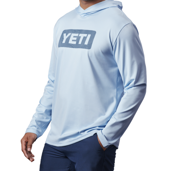 Light Blue Yeti Wave Logo Badge Hooded Long Sleeve Sunshirt Sunshirts | NDXAF-9243