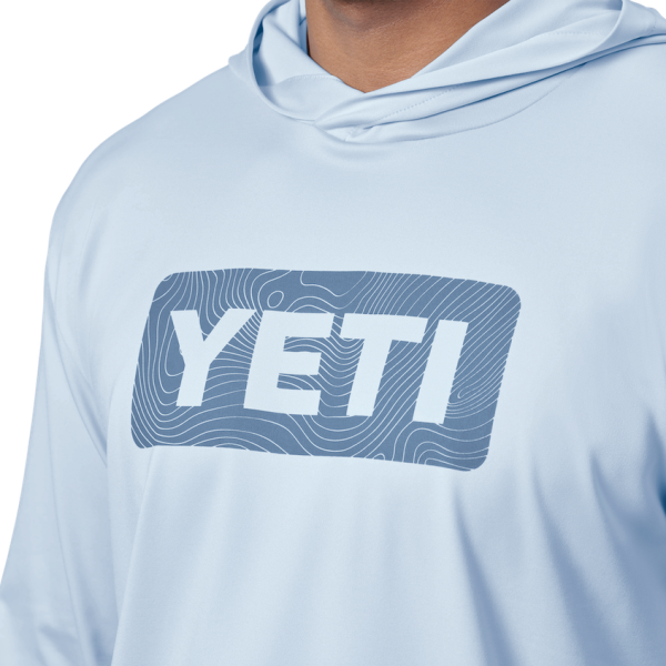 Light Blue Yeti Wave Logo Badge Hooded Long Sleeve Sunshirt Sunshirts | NDXAF-9243