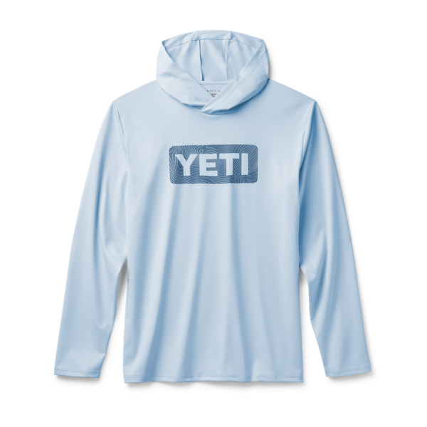 Light Blue Yeti Wave Logo Badge Hooded Long Sleeve Sunshirt Sunshirts | NDXAF-9243