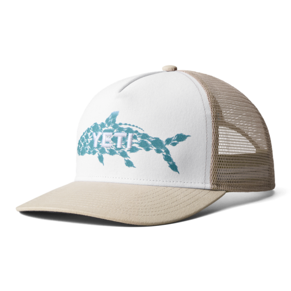 Light Khaki/White Yeti Tarpon Flies Trucker Hat Hats | LEDHI-9801