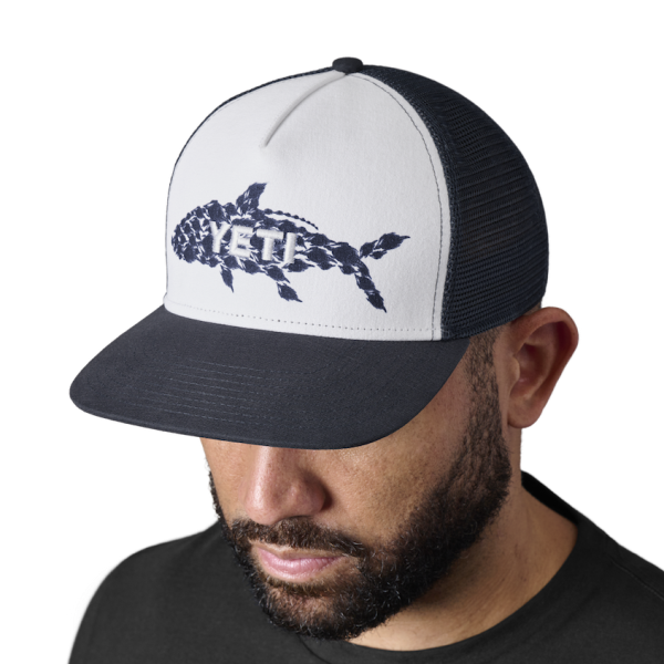 Navy/White Yeti Tarpon Flies Trucker Hat Hats | STZJO-4530