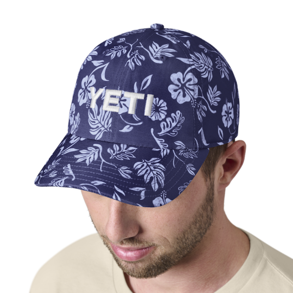 Navy Yeti Floral Print Baseball Cap Hats | GIMSL-2847